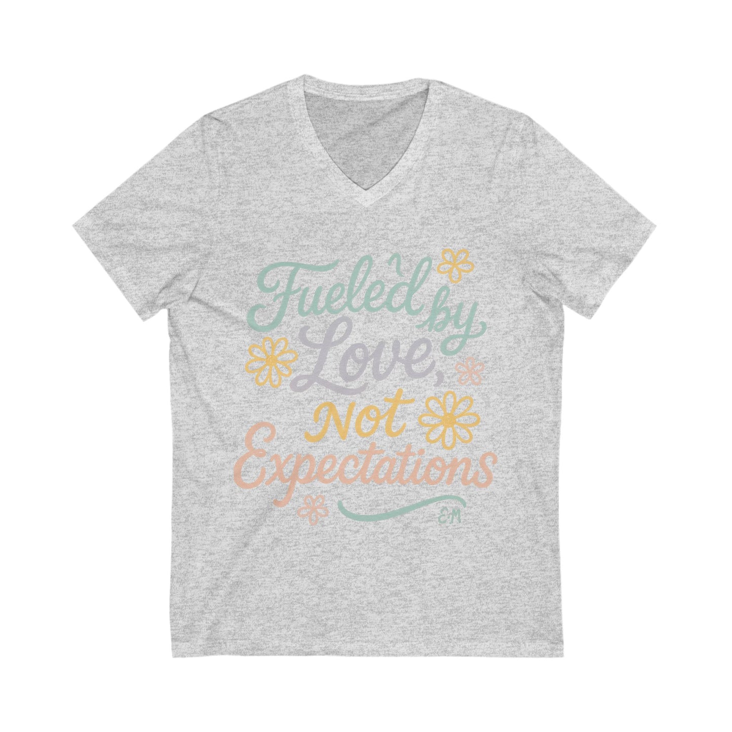 Fueled by Love V-Neck Tee™, Perfect for Everyday Wear, Self-Love Gift, Positive