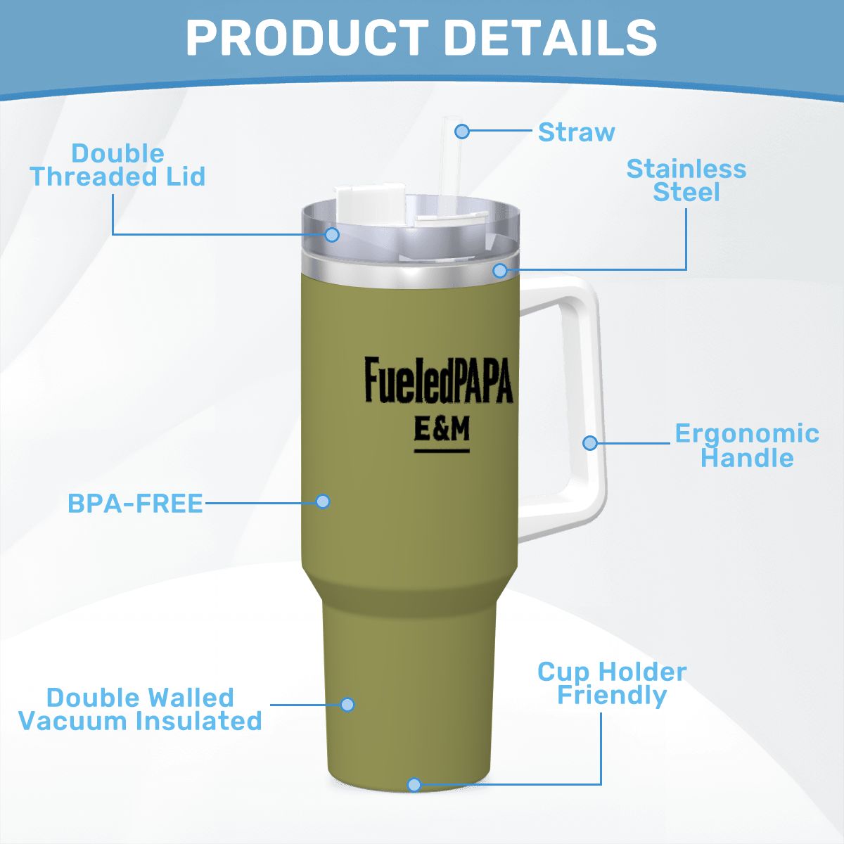 Lead Navigator Travel Coffee Mug with Handle and Straw (40oz) (Copy)