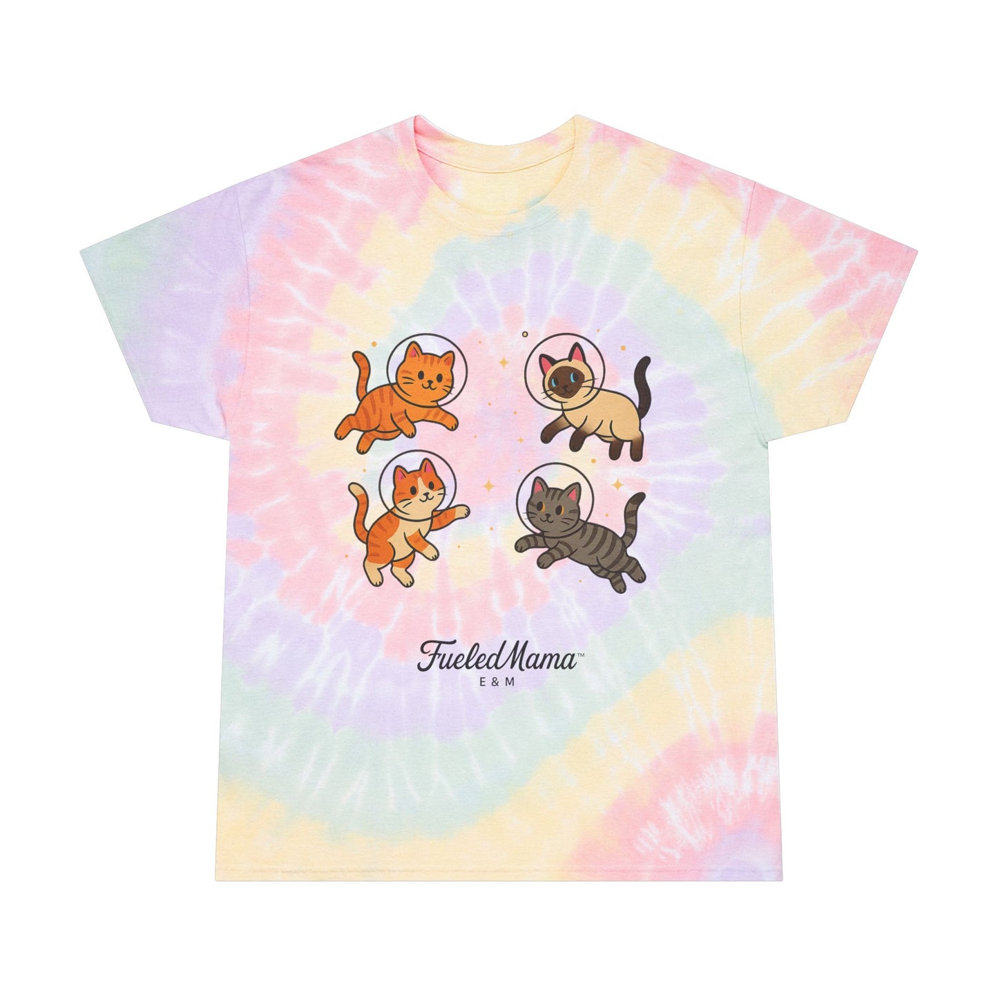 Space Kitty's Colorful Tie-Dye Cat Tee