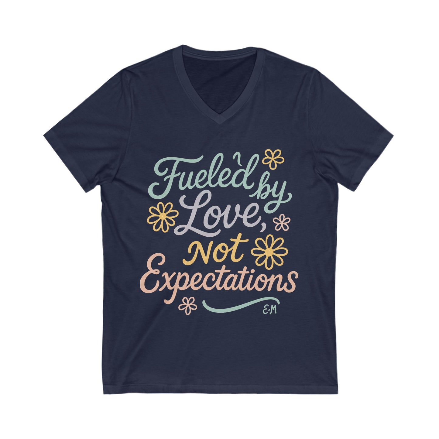 Fueled by Love V-Neck Tee™, Perfect for Everyday Wear, Self-Love Gift, Positive