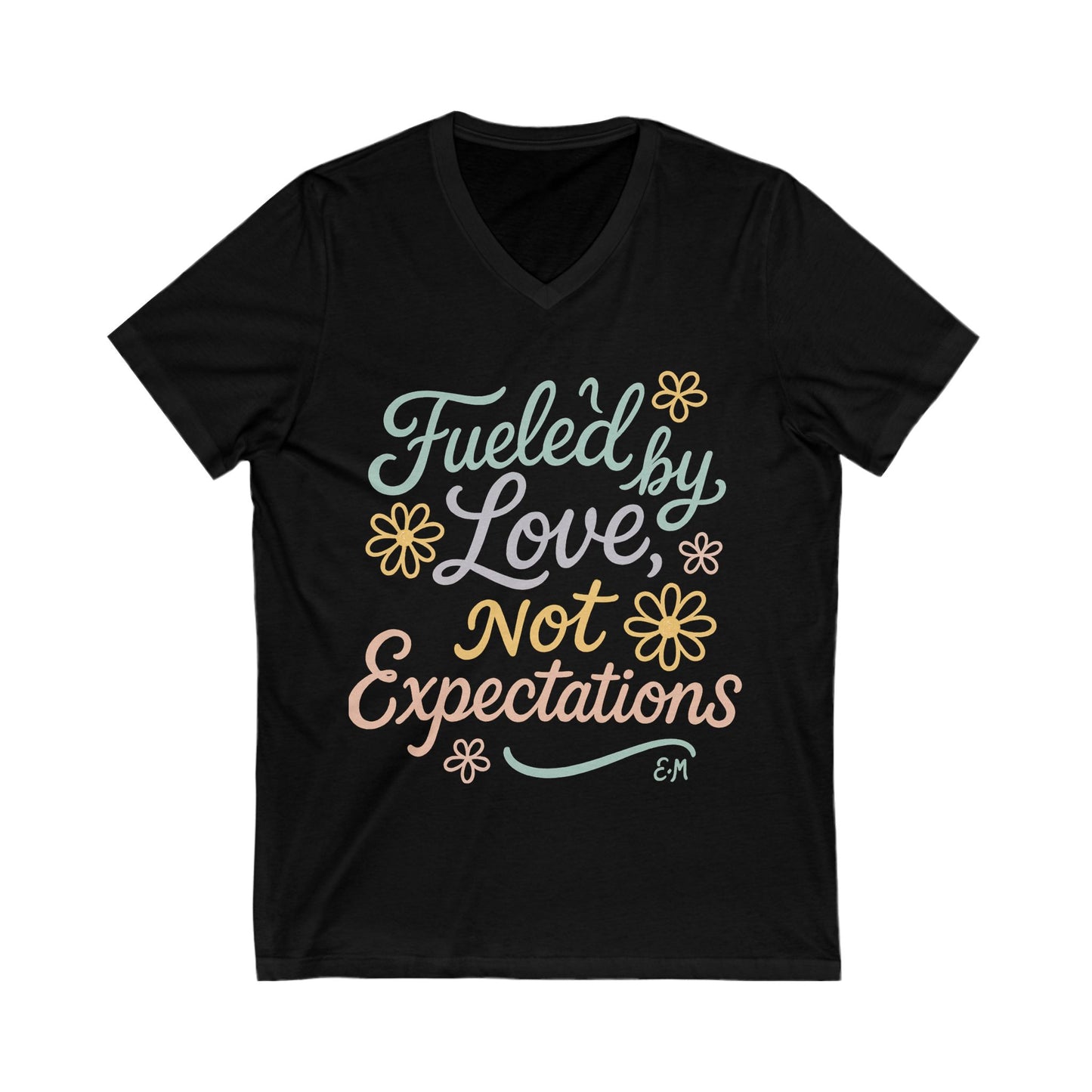 Fueled by Love V-Neck Tee™, Perfect for Everyday Wear, Self-Love Gift, Positive