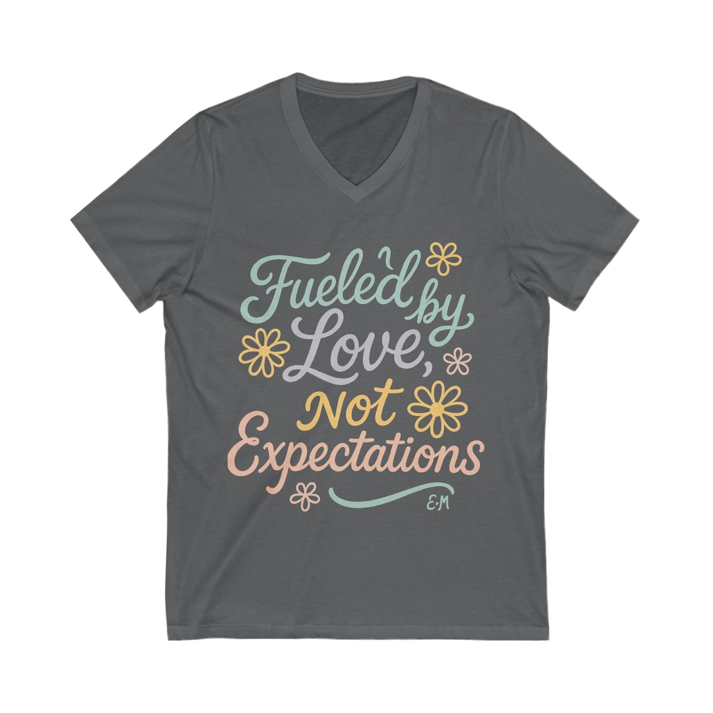 Fueled by Love V-Neck Tee™, Perfect for Everyday Wear, Self-Love Gift, Positive