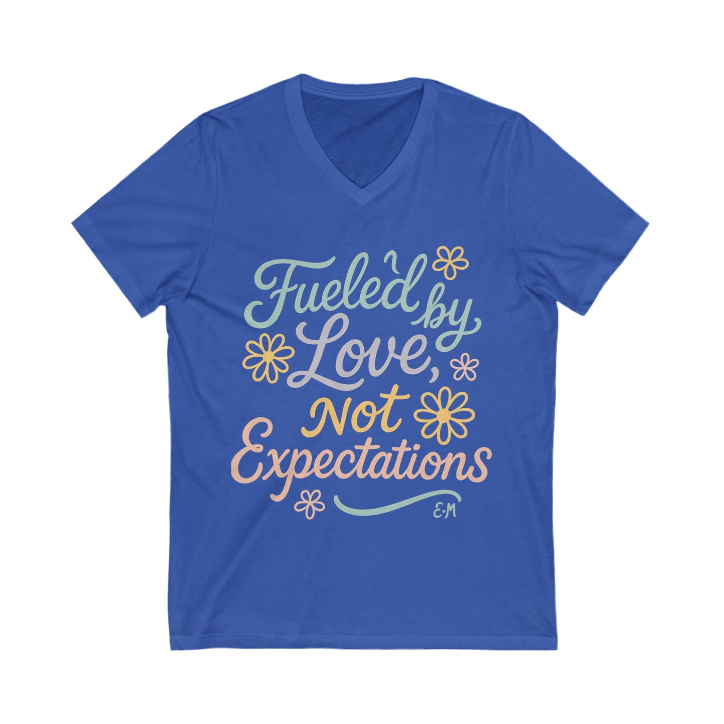 Fueled by Love V-Neck Tee™, Perfect for Everyday Wear, Self-Love Gift, Positive