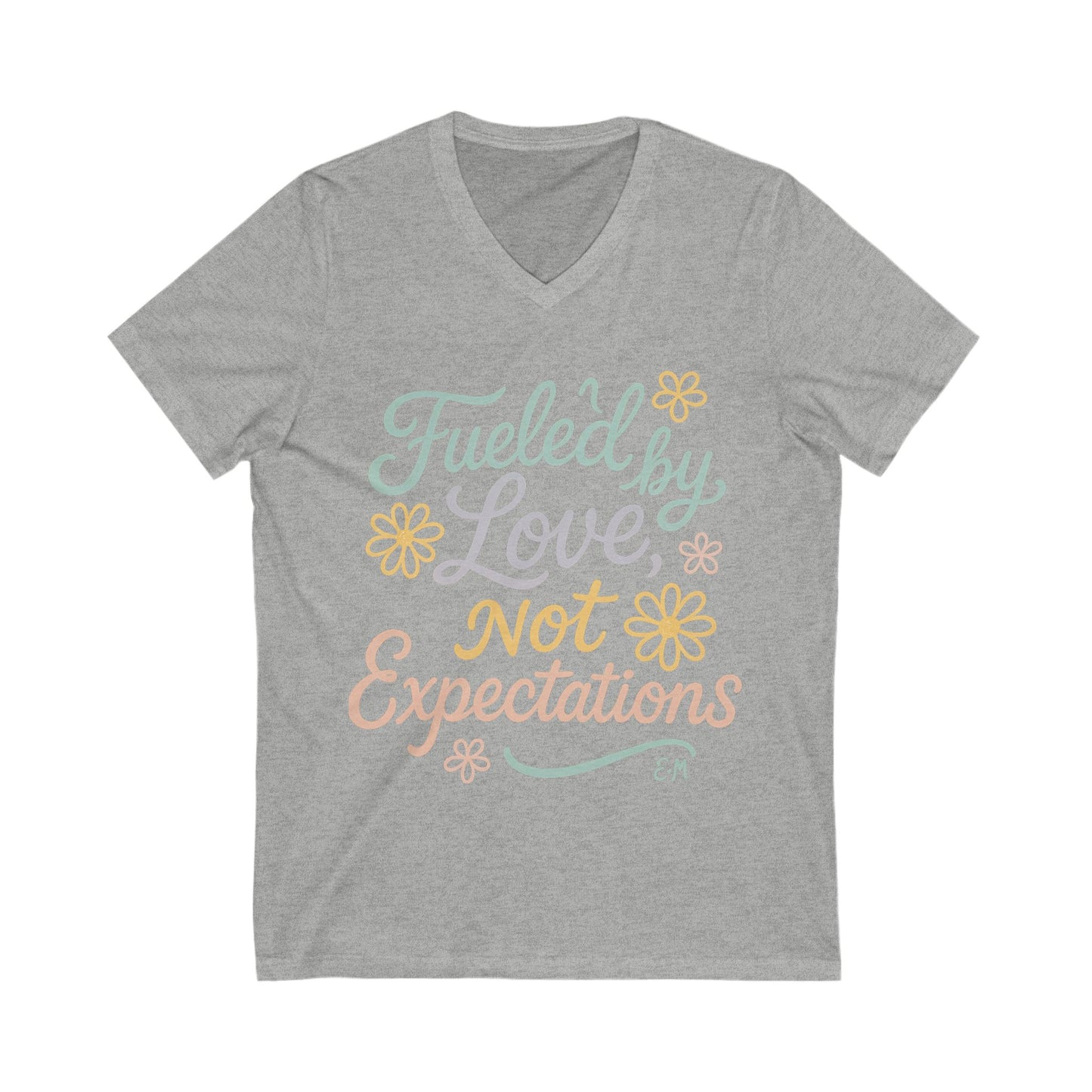 Fueled by Love V-Neck Tee™, Perfect for Everyday Wear, Self-Love Gift, Positive