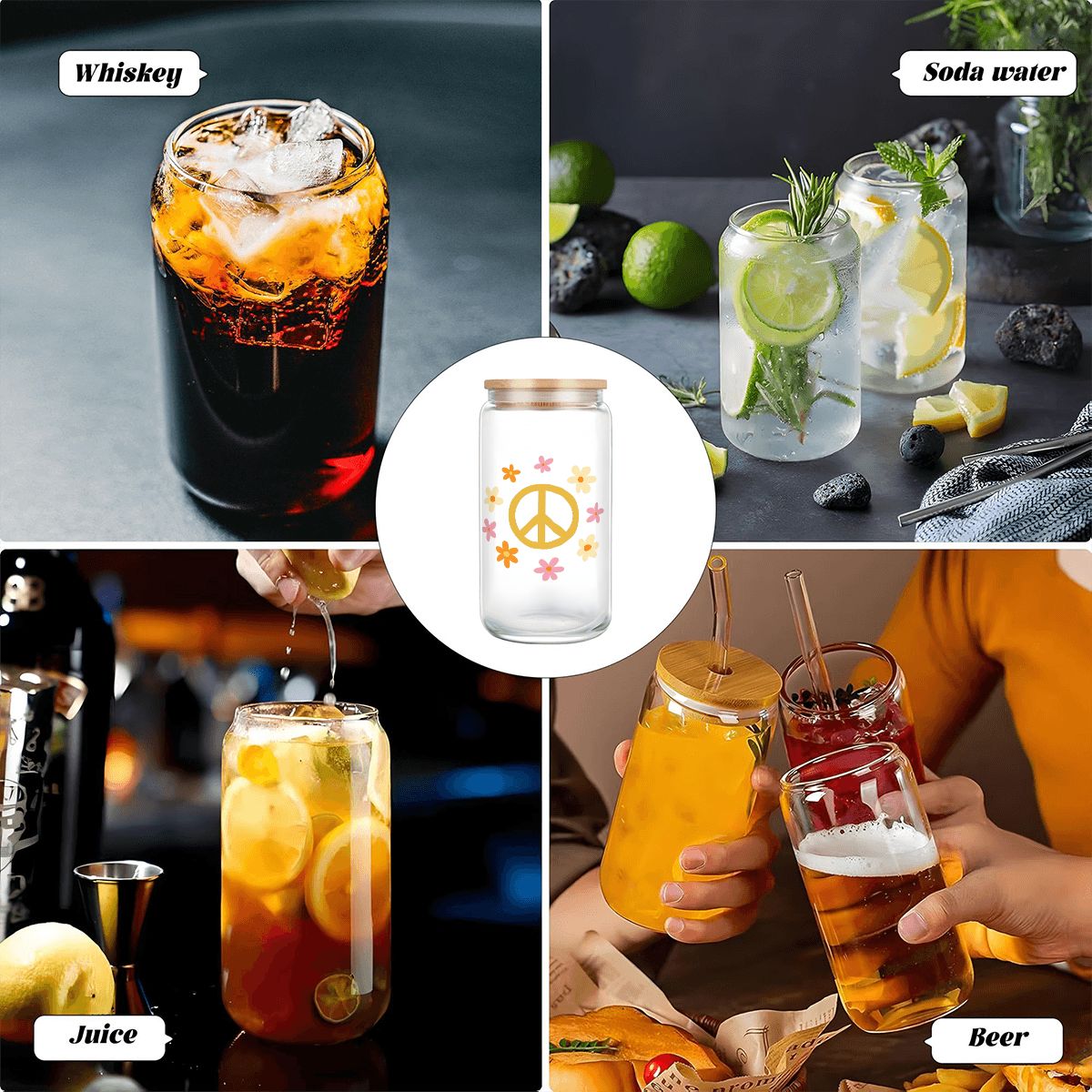 Glass Tumbler with Straw & Bamboo Lid (16oz)m