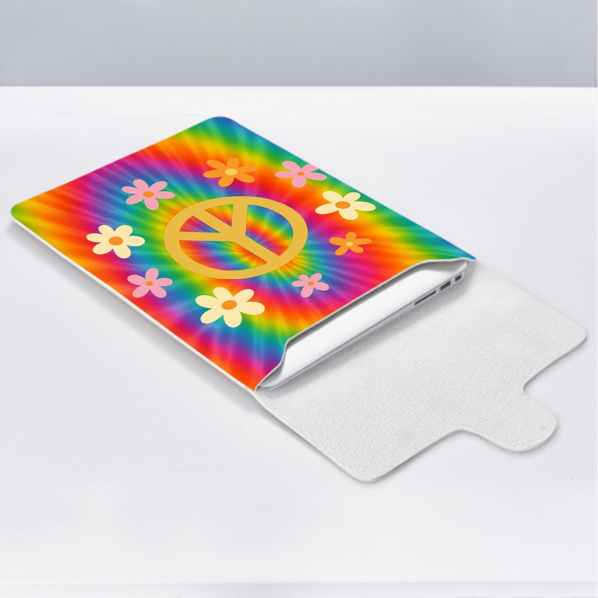 Peace Out & Carry On Leather Laptop Case (Vertical)