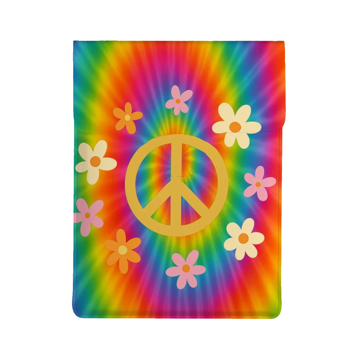 Peace Out & Carry On Leather Laptop Case (Vertical)