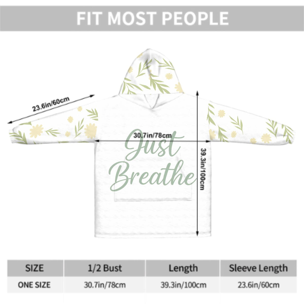 Just Breathe" Oversized Adult Hoodie Blanket – Anti-Pilling Flannel Comfort