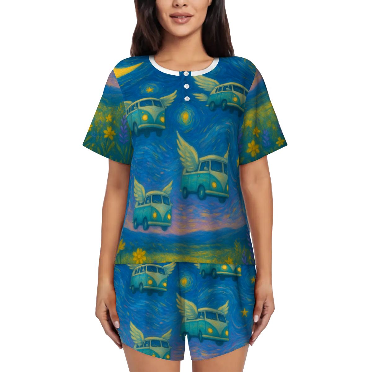 Flying VW's Pajama Sets for Women Crew Neck Short Sleeve