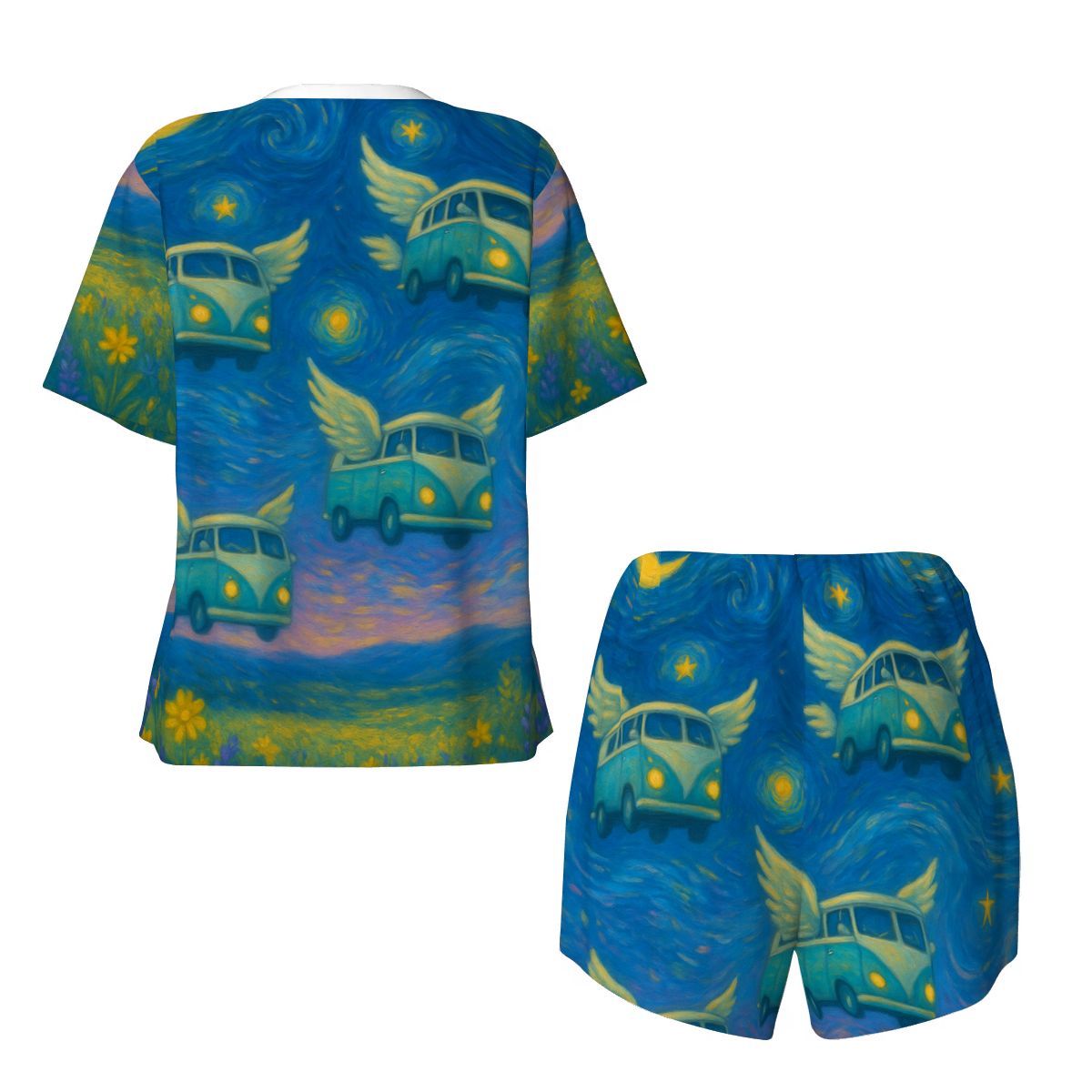 Flying VW's Pajama Sets for Women Crew Neck Short Sleeve