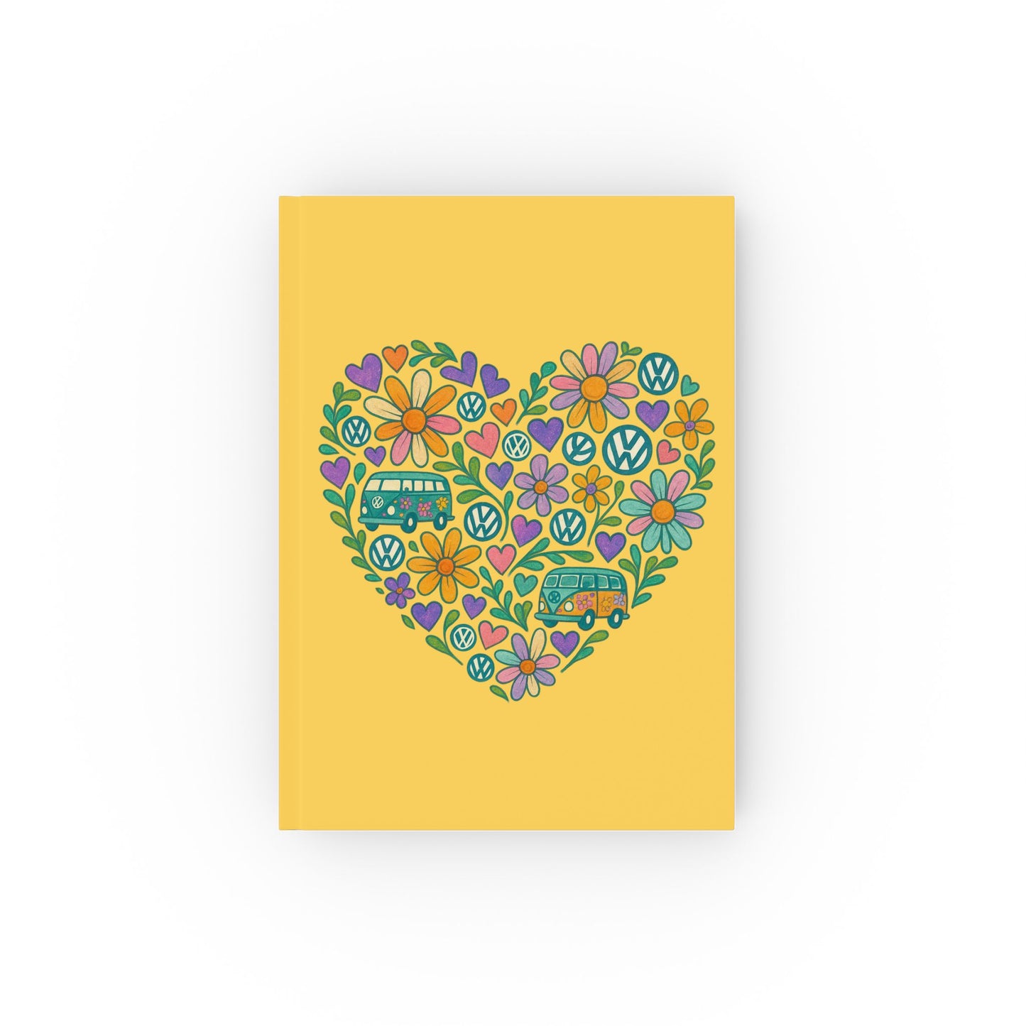 Cheerful Hard Backed Journal with Floral Heart Design