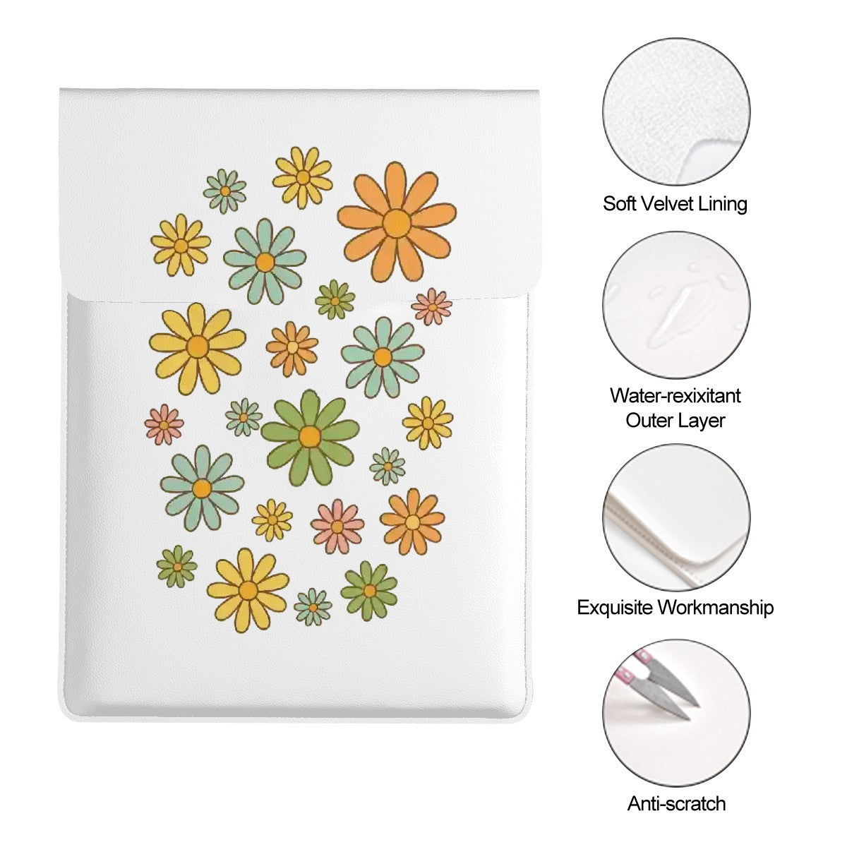 Petal Powered Leather Laptop Case (Vertical)