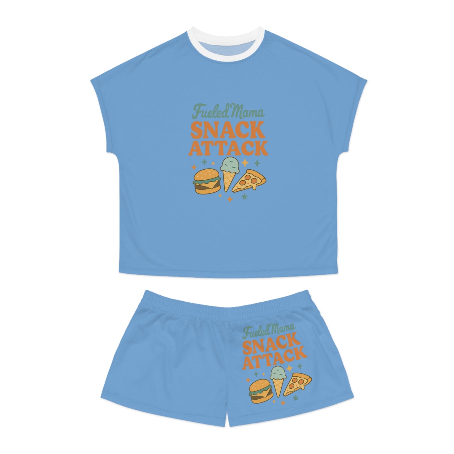 Snack Attack FueledMama™ Pajama Set, Cute Sleepwear, Fun Loungewear, Ideal for Movie Nights, Relaxing Weekends, Foodie Gift