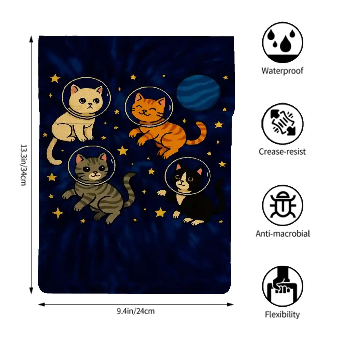 Space Kitty Leather Laptop Case (Vertical)