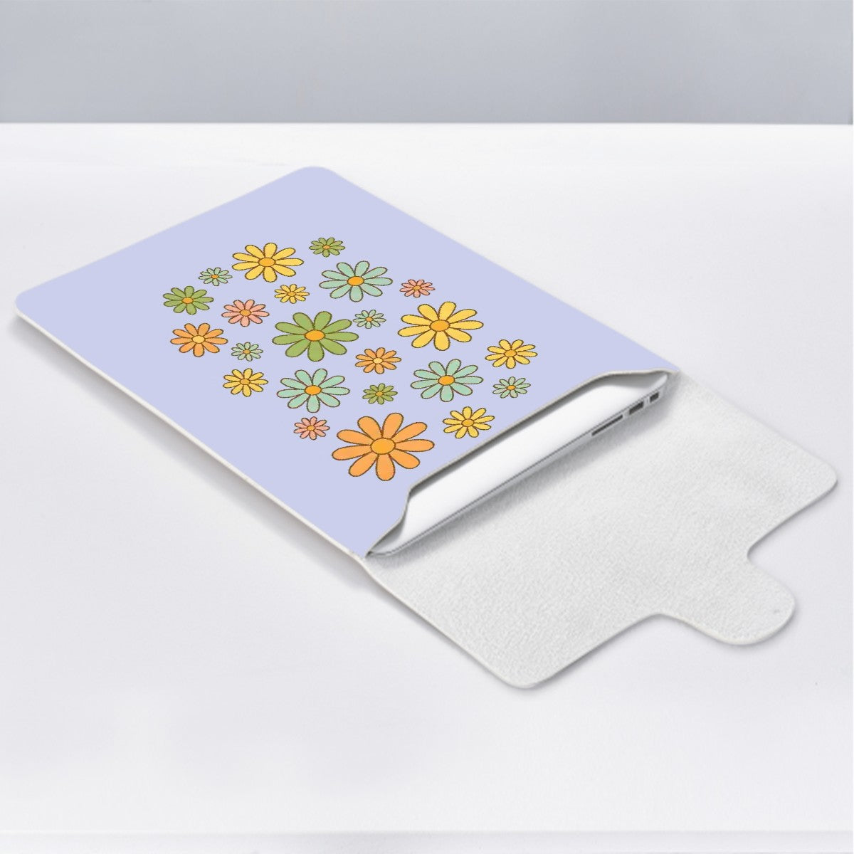 Petal Powered in purple Leather Laptop Case (Vertical)
