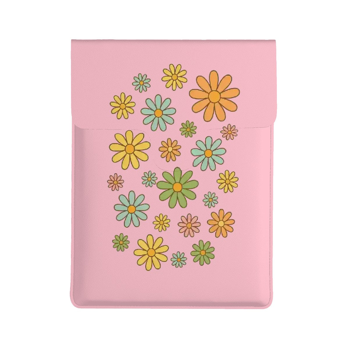 Petal Powered in pink Leather Laptop Case (Vertical)