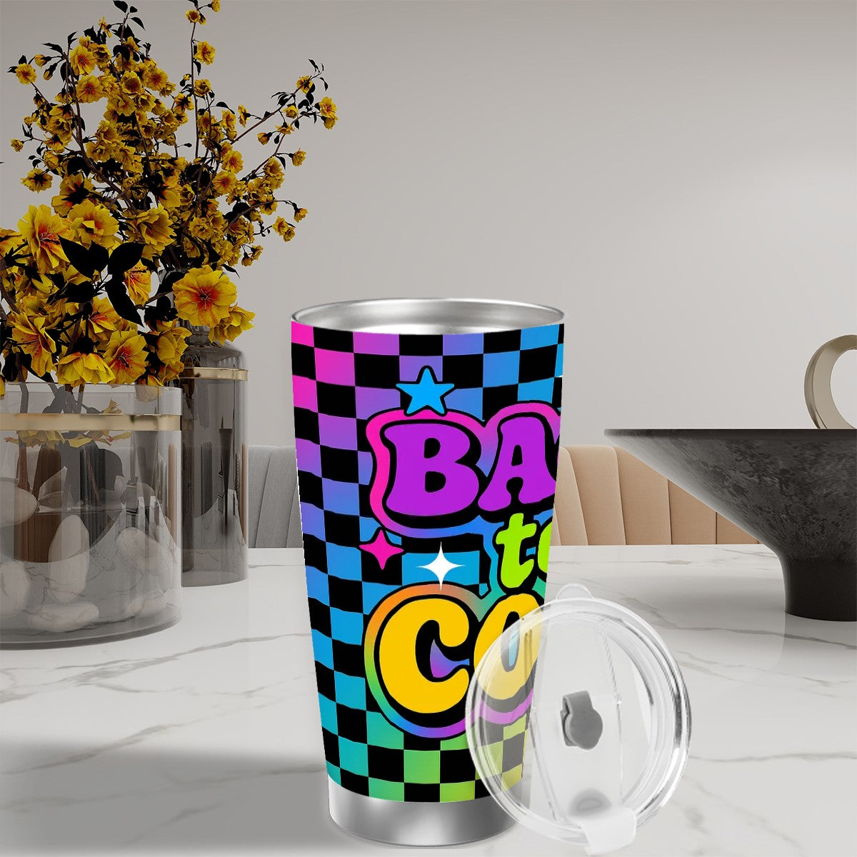 Back to Cool Travel Coffee Mug with Single Silver Edge (20oz)