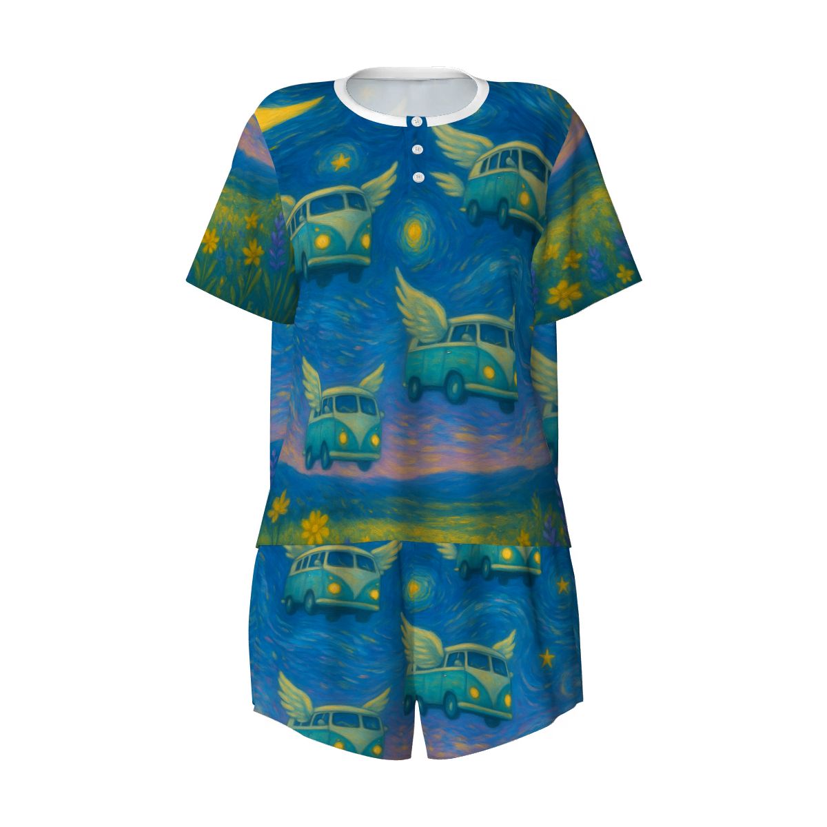 Flying VW's Pajama Sets for Women Crew Neck Short Sleeve