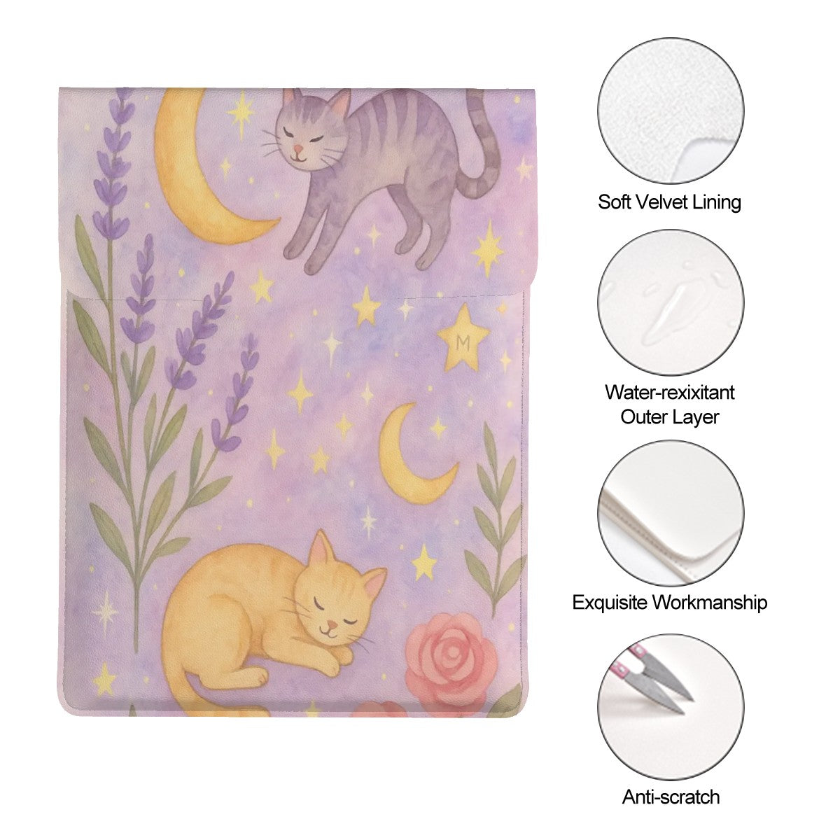 Lavender Dreams Leather Laptop Case (Vertical)