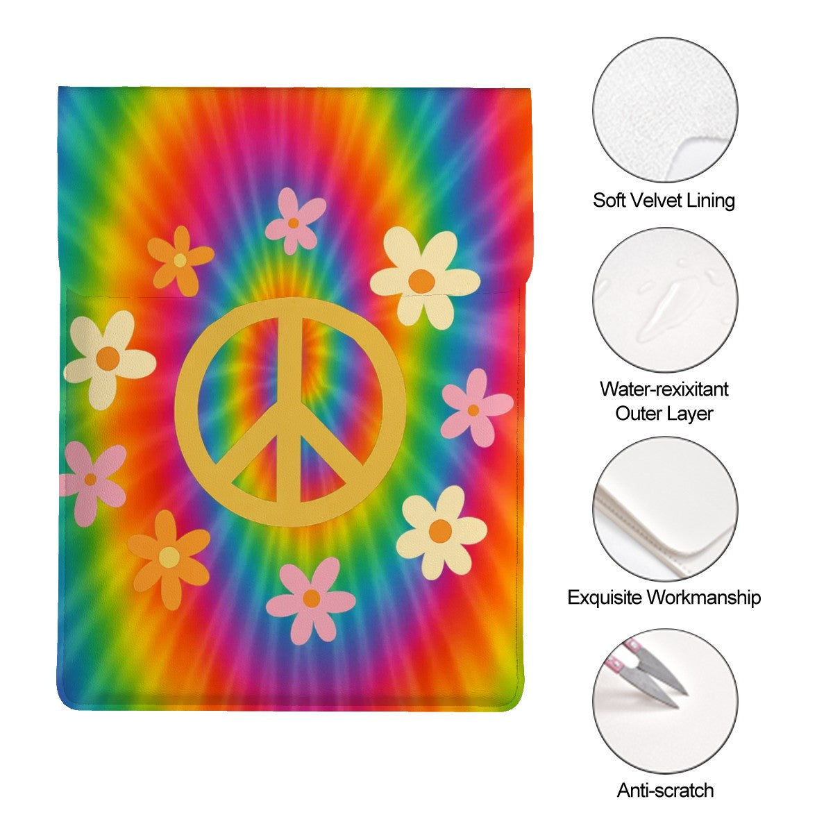 Peace Out & Carry On Leather Laptop Case (Vertical)