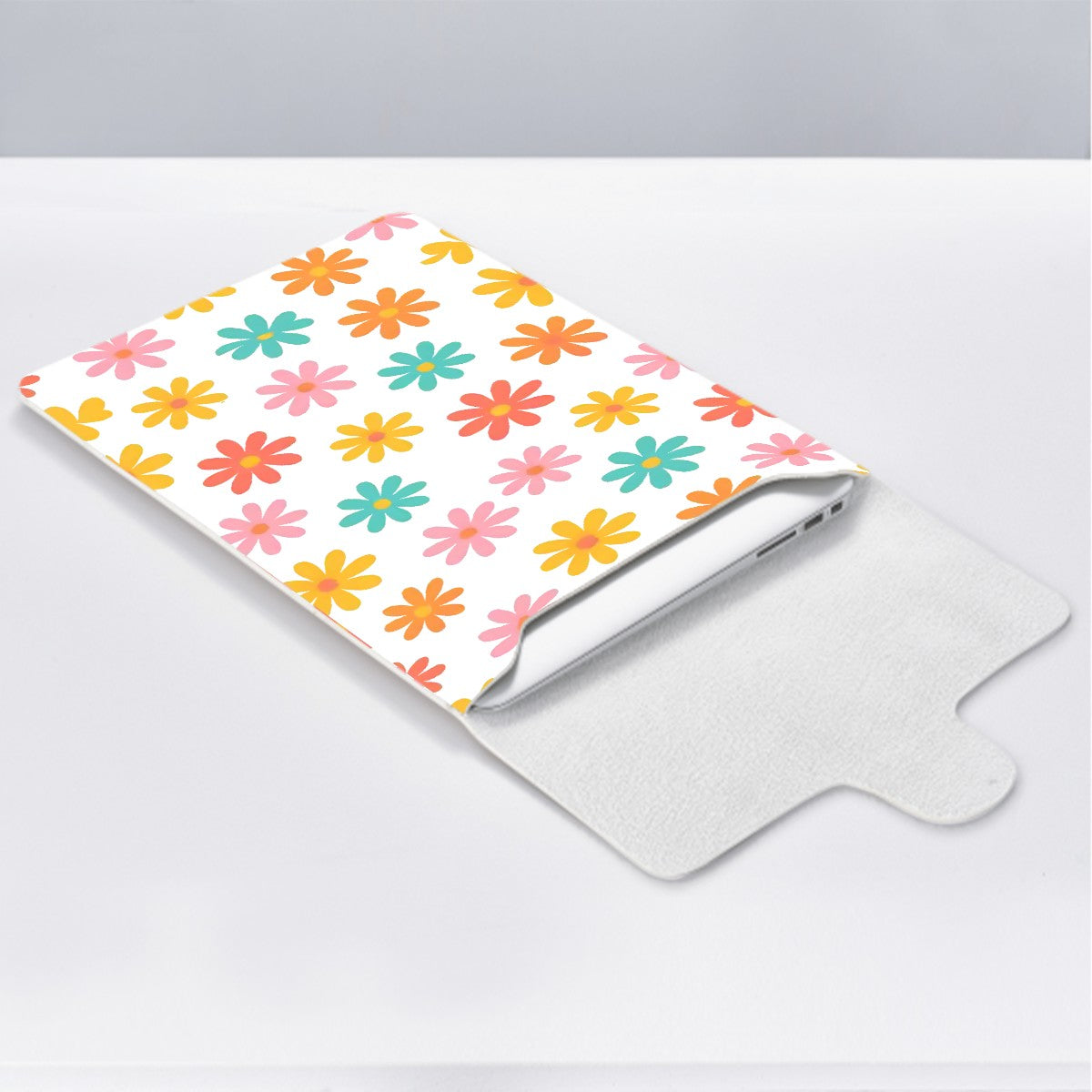 Flower Power Leather Laptop Case (Vertical)
