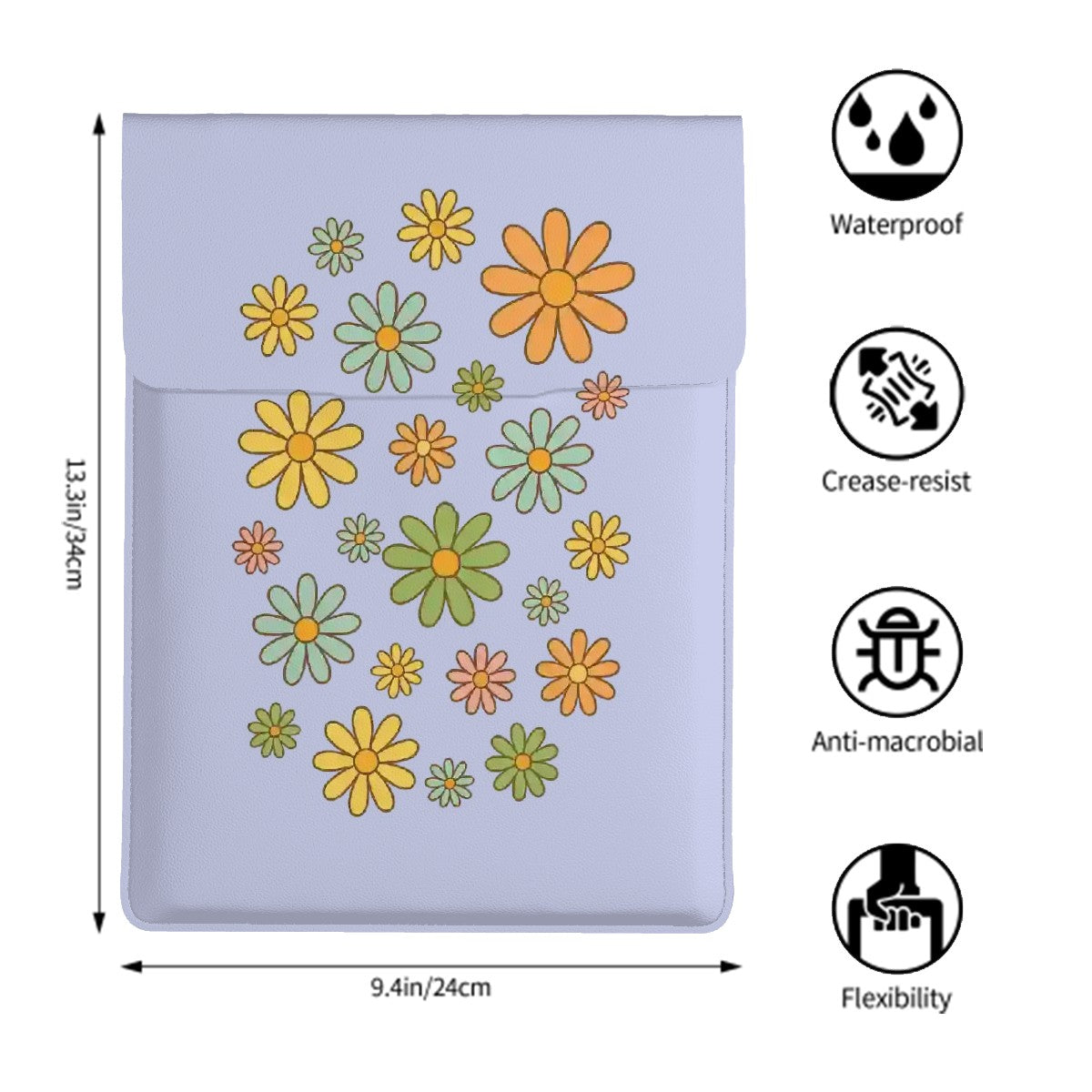 Petal Powered in purple Leather Laptop Case (Vertical)