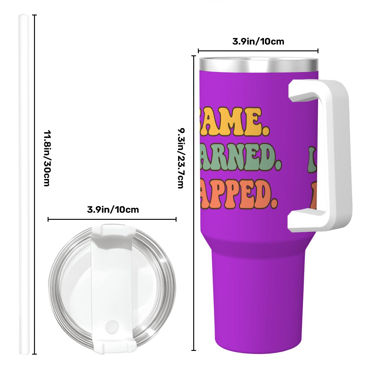 I Came. I Learned. I Napped.” 40oz Travel Mug with Handle & Straw 40 oz