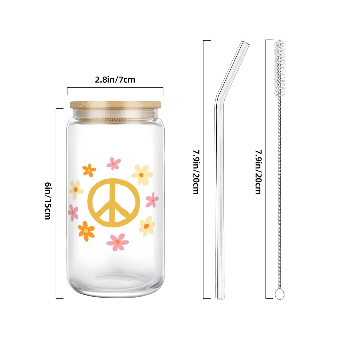 Glass Tumbler with Straw & Bamboo Lid (16oz)m
