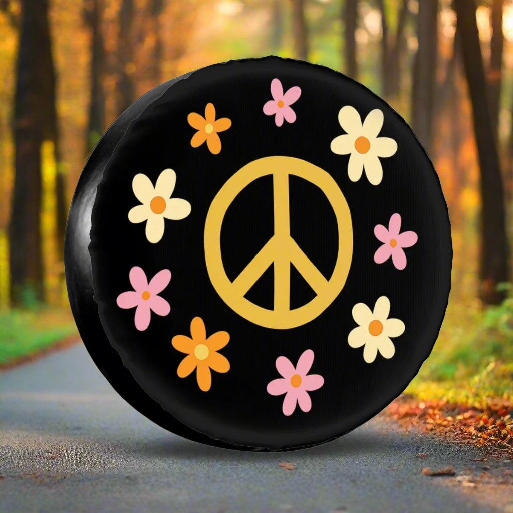 Daisy & Peace Sign Spare Tire Cover without logo (Copy)