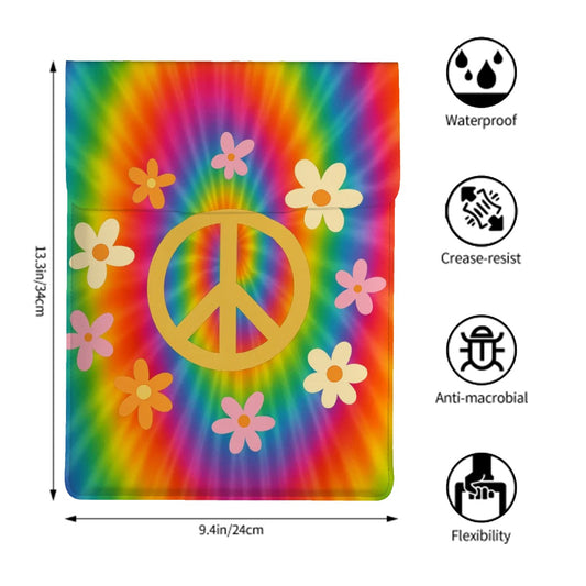 Peace Out & Carry On Leather Laptop Case (Vertical)