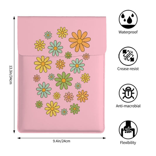 Petal Powered in pink Leather Laptop Case (Vertical)