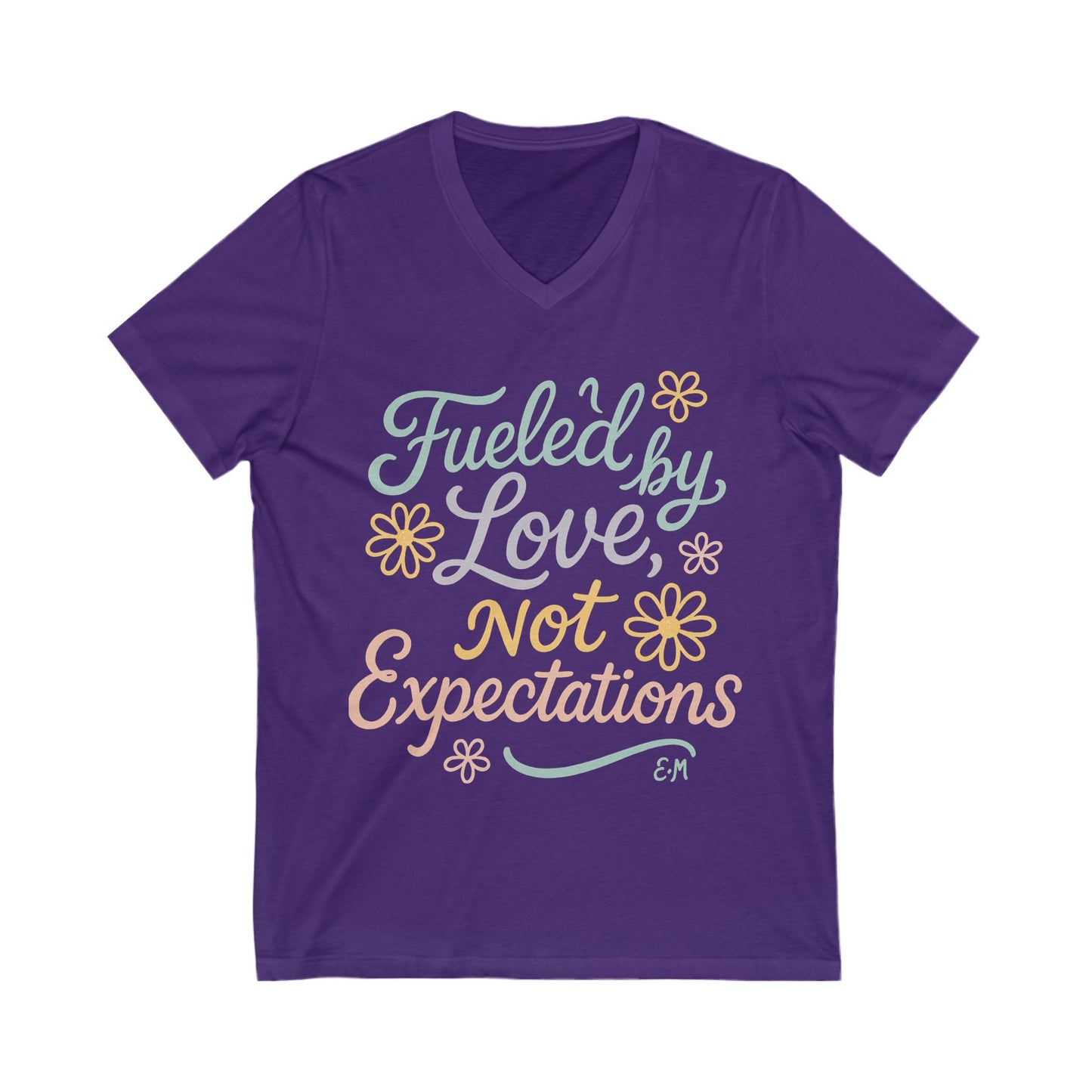 Fueled by Love V-Neck Tee™, Perfect for Everyday Wear, Self-Love Gift, Positive