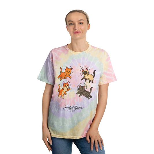 Space Kitty's Colorful Tie-Dye Cat Tee