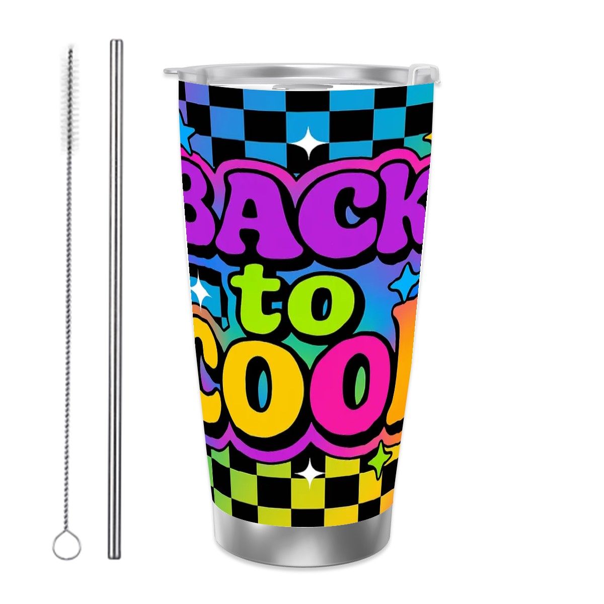 Back to Cool Travel Coffee Mug with Single Silver Edge (20oz)