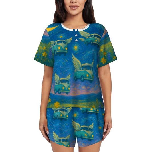 Flying VW's Pajama Sets for Women Crew Neck Short Sleeve