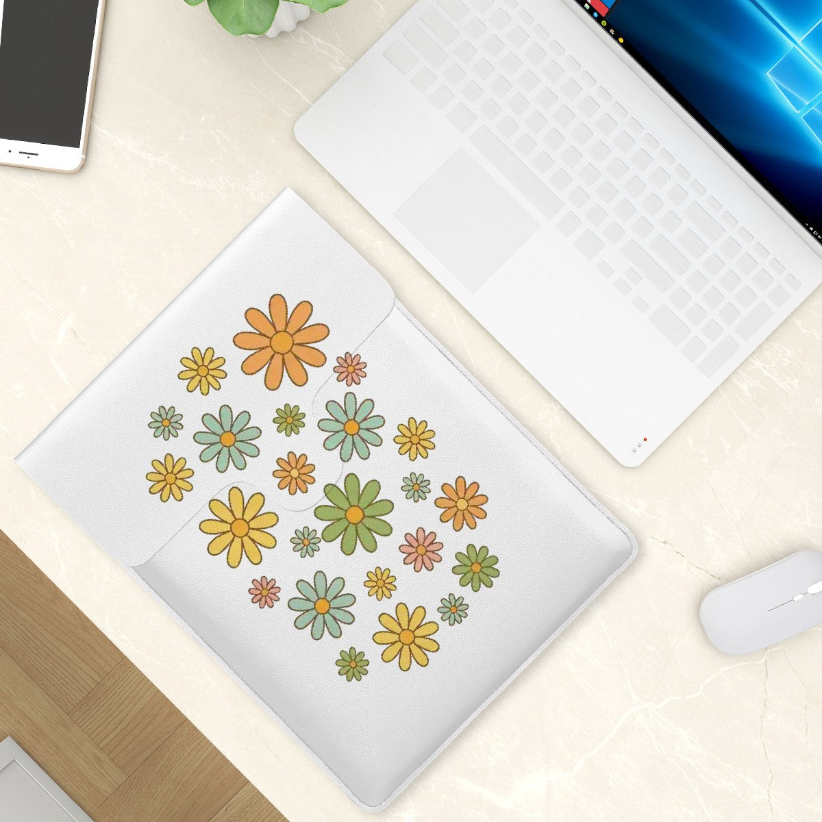 Petal Powered Leather Laptop Case (Vertical)