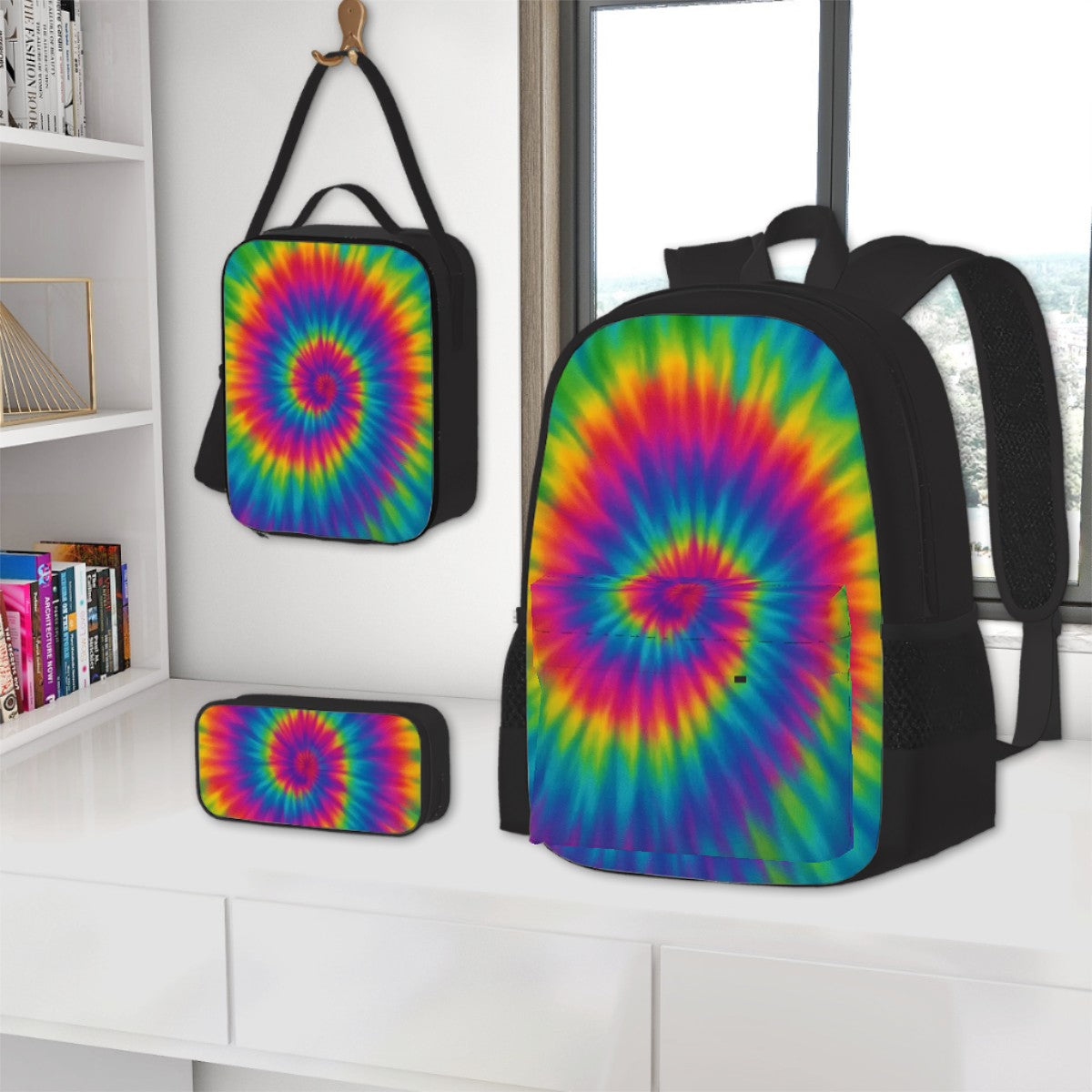 Tie Dye Set of 3 Bags (Oxford Backpack Lunch Bag & Pencil Pouch)