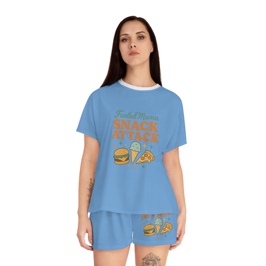 Snack Attack FueledMama™ Pajama Set, Cute Sleepwear, Fun Loungewear, Ideal for Movie Nights, Relaxing Weekends, Foodie Gift