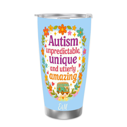Autism Travel Coffee Mug with Single Silver Edge (20oz)