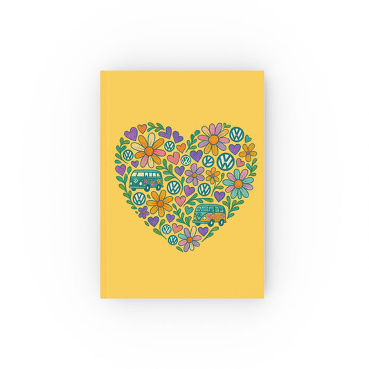 Cheerful Hard Backed Journal with Floral Heart Design