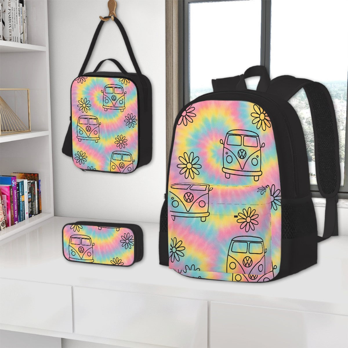 Groovy Gear Set of 3 Bags (Oxford Backpack Lunch Bag & Pencil Pouch)