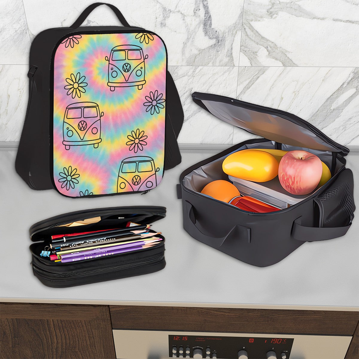 Groovy Gear Set of 3 Bags (Oxford Backpack Lunch Bag & Pencil Pouch)
