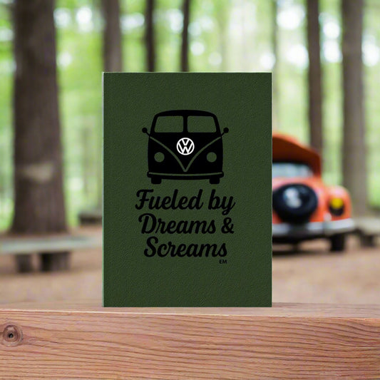 Fueled by Dreams & Screams Hard Backed Journal for Creative Souls, Gift for Writers, Eco-Friendly Note Book, Office Stationery, Inspirational Planner