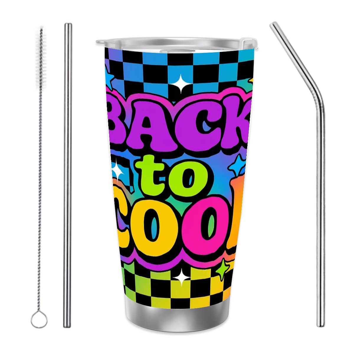Back to Cool Travel Coffee Mug with Single Silver Edge (20oz)