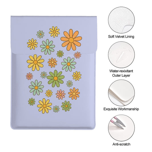 Petal Powered in purple Leather Laptop Case (Vertical)