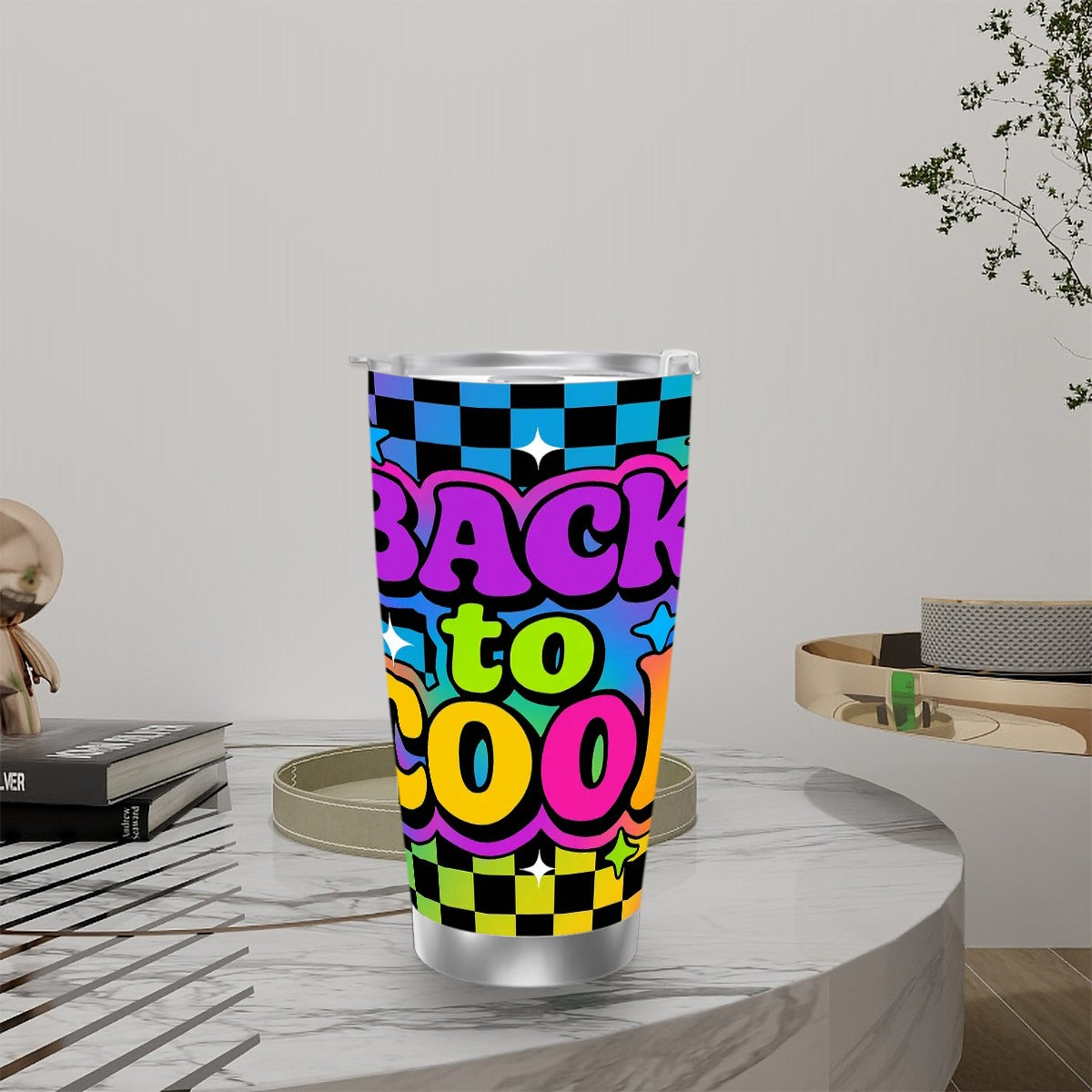 Back to Cool Travel Coffee Mug with Single Silver Edge (20oz)