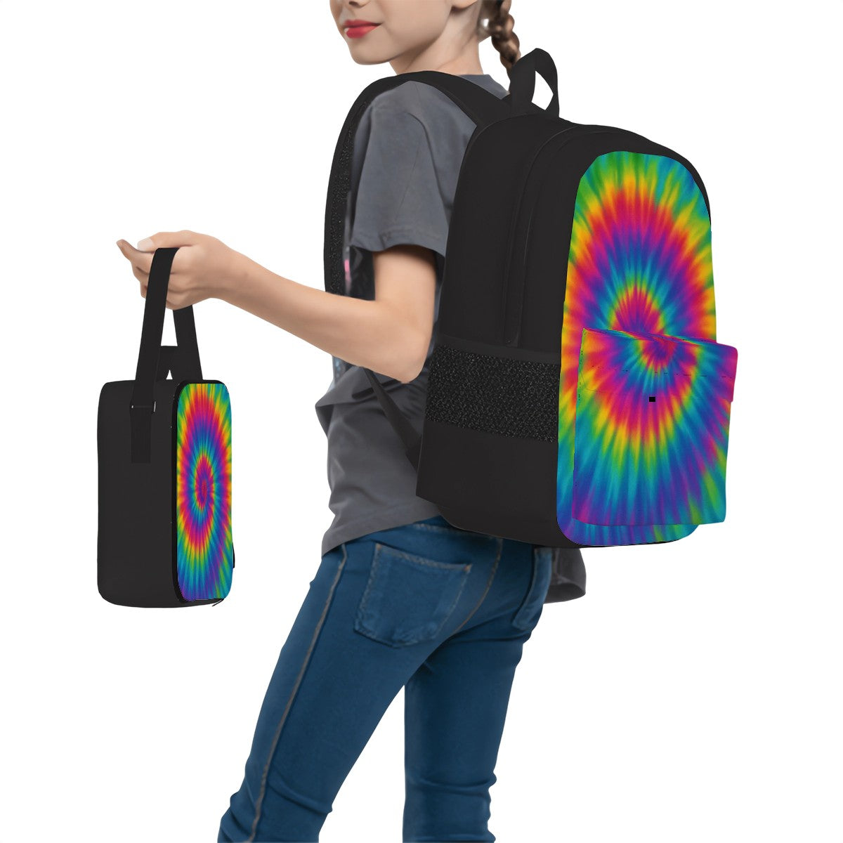 Tie Dye Set of 3 Bags (Oxford Backpack Lunch Bag & Pencil Pouch)