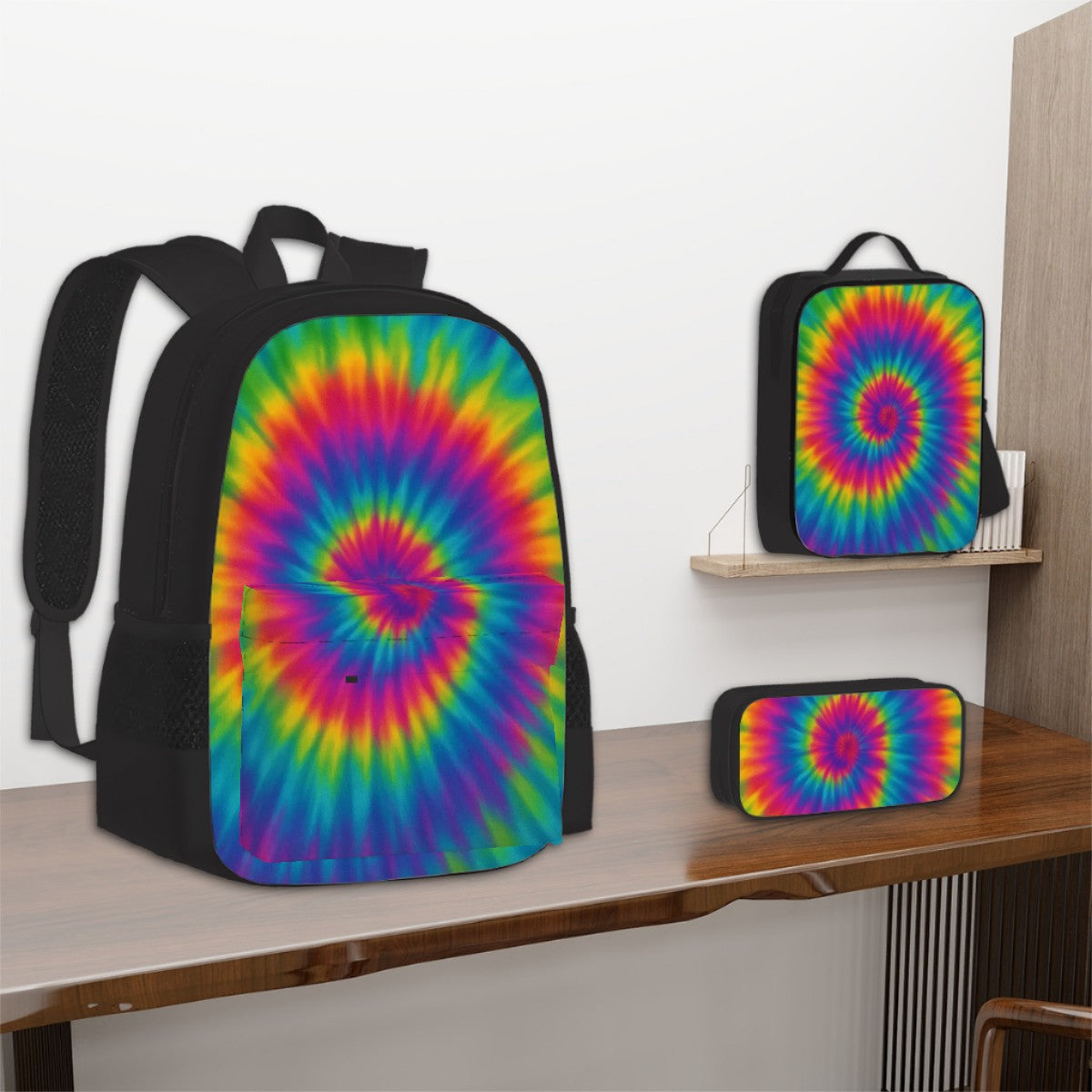 Tie Dye Set of 3 Bags (Oxford Backpack Lunch Bag & Pencil Pouch)